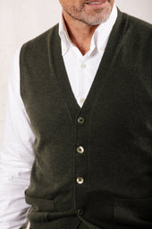 Cashmere Sleeveless Cardigan In Green