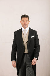 Double Breasted Wool Waistcoat In Buff Cream