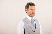 Double Breasted Wool Waistcoat In Dove
