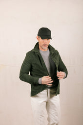 Worker Jacket In Green Suede