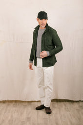 Worker Jacket In Green Suede