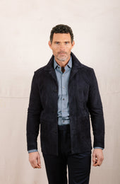 Worker Jacket In Blue Suede