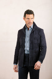 Worker Jacket In Blue Suede