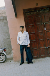 Riviera Collar Safari Shirt In Linen