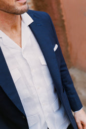 Riviera Collar Safari Shirt In Linen