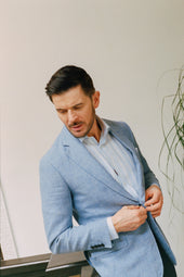 Single Breasted Notch Lapel Jacket In Hopsack