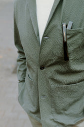 Painters Jacket In Green Seersucker