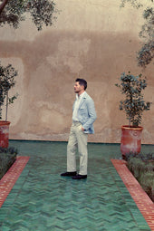 Flat Front Trouser In Stretch Cotton