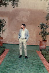 Flat Front Trouser In Stretch Cotton