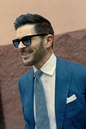 Textured Tie In Wool Linen Cotton