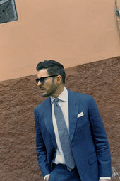 Textured Tie In Wool Linen Cotton