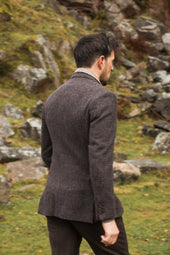 Single Breasted Country Jacket In Dark Brown Tweed