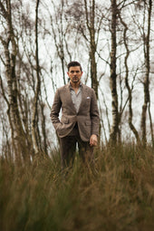 Single Breasted Country Jacket In Light Brown Tweed