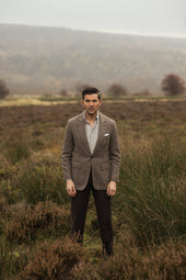 Single Breasted Country Jacket In Light Brown Tweed
