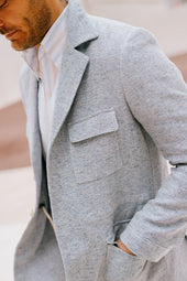 Safari Jacket In Sky Blue Summer Tweed