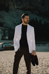 Safari Jacket In White Linen