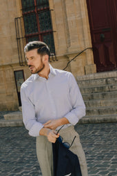 Cutaway Collar Shirt In Stripe Soft Cotton