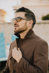 Safari Jacket In Chocolate Brown Linen