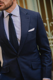 Classic Notch Lapel Jacket In Hopsack Wool