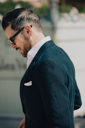 Single Breasted Notch Lapel Jacket In Linen