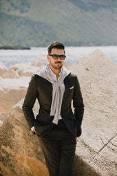 Single Breasted Notch Lapel Suit In Seersucker