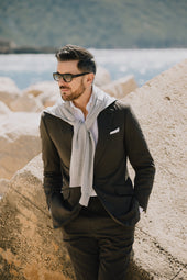 Single Breasted Notch Lapel Suit In Seersucker