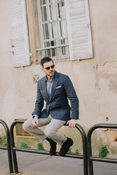 Single Breasted Notch Lapel Jacket In Summer Hopsack
