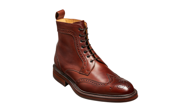 Calder - Cherry Grain Wingtip Boot with Rubber Sole