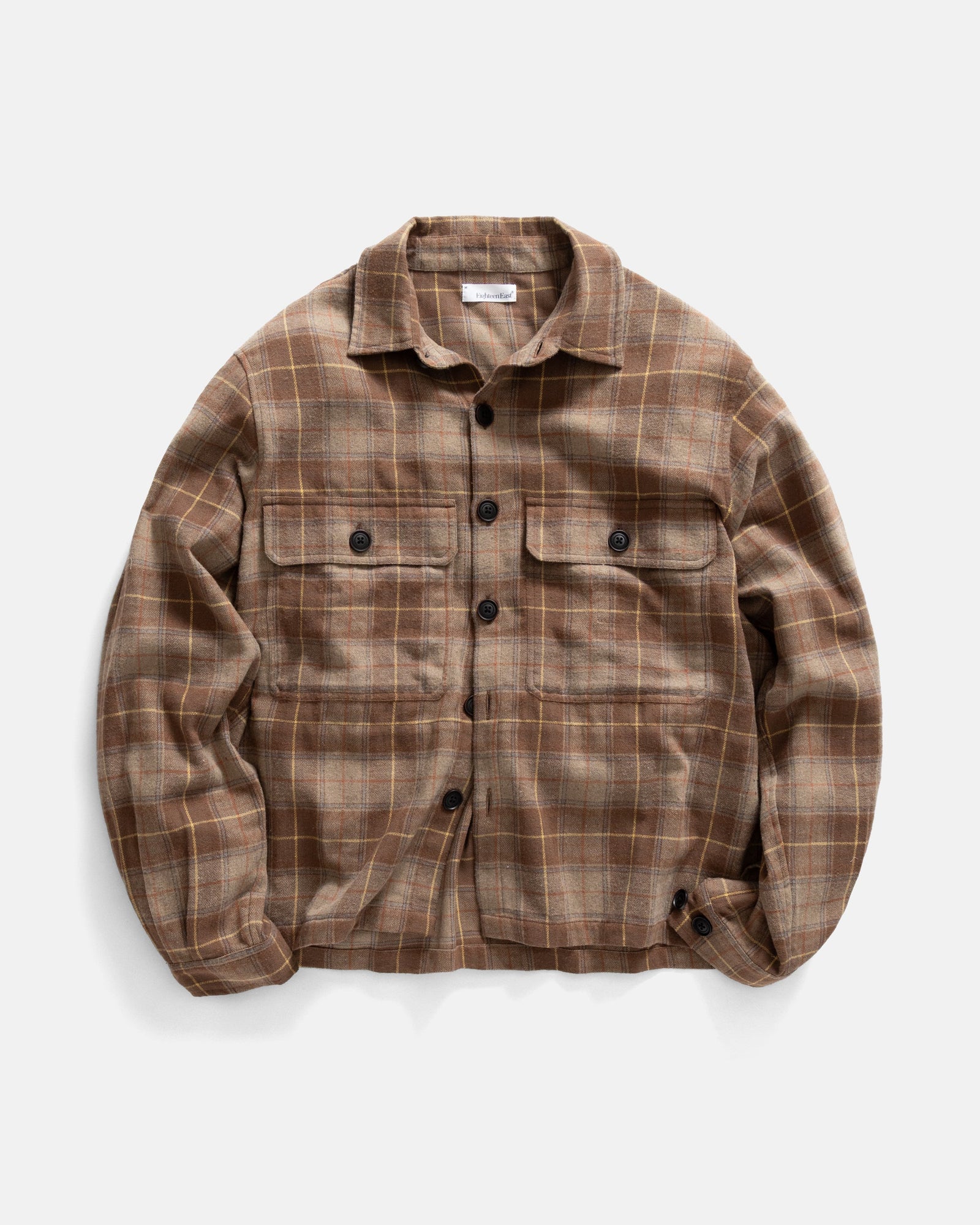 Caleb Overshirt Fawn Stag Brown Dusty Red Indigo Goldenray Brushed Cotton Herringbone Flannel
