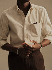 Olive / Natural Chain Stripe California Oxford BD Shirt