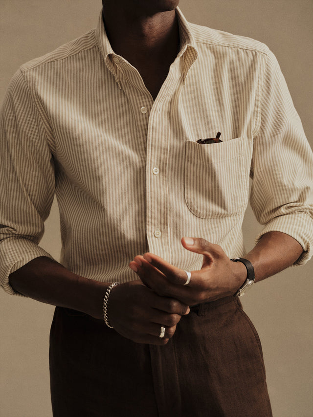 Olive / Natural Chain Stripe California Oxford BD Shirt