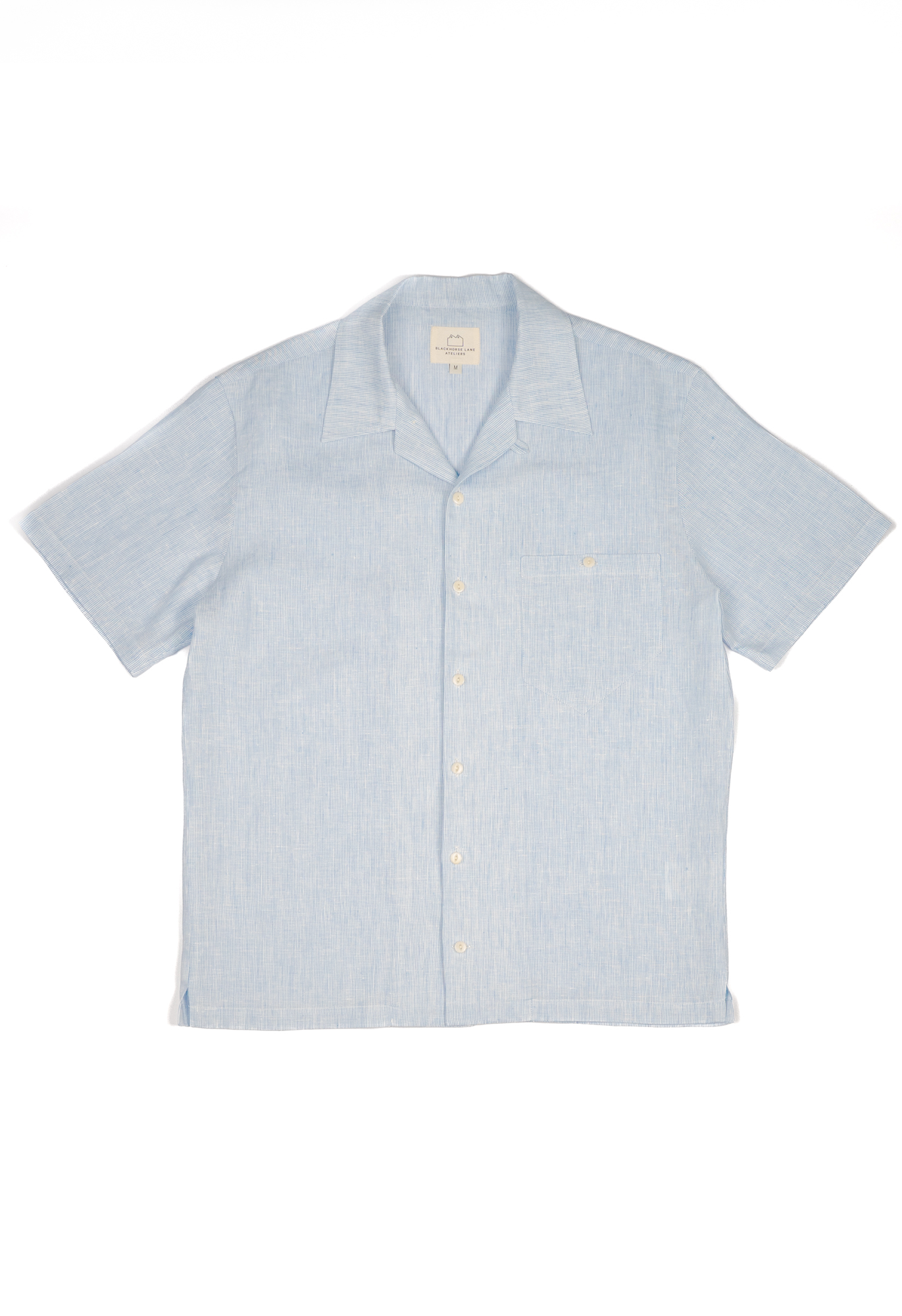 Camp Collar Light Stripe Linen Shirt