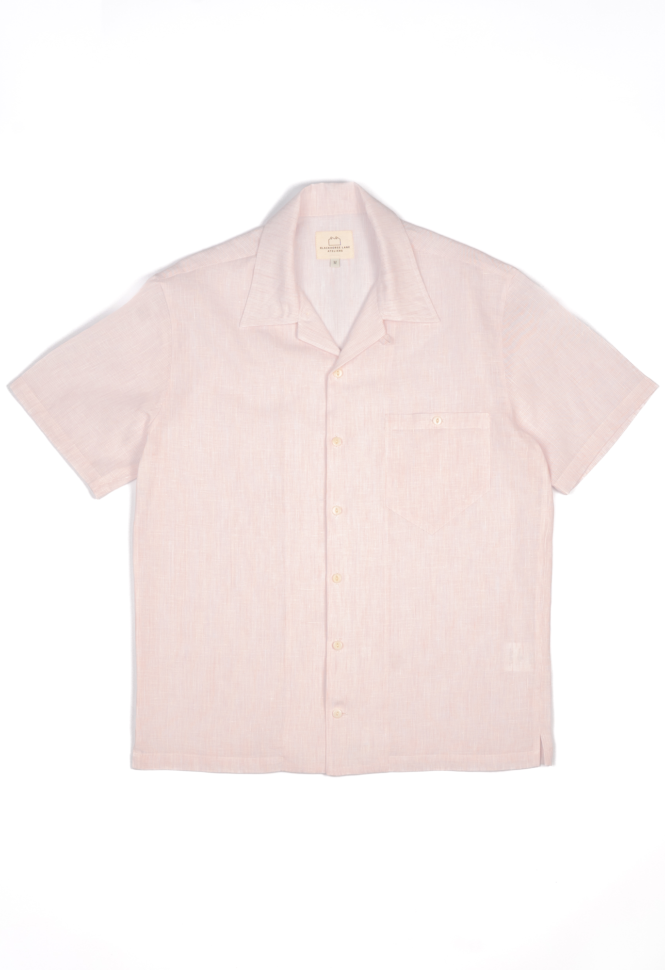 Camp Collar Light Stripe Linen Shirt