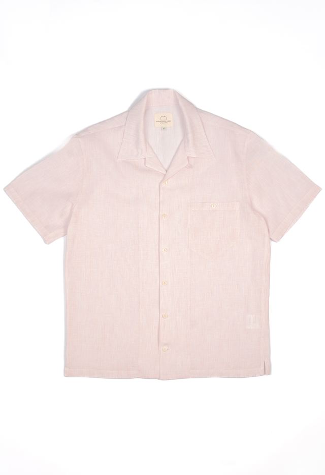 Camp Collar Light Pink Stripe Linen Shirt
