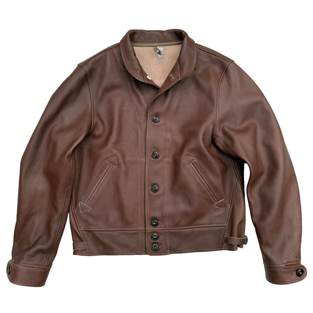 Campus Jacket - "Bison" - Brown Veg-Tan Leather