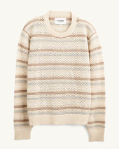 Linen Stripe Pointelle Crewneck