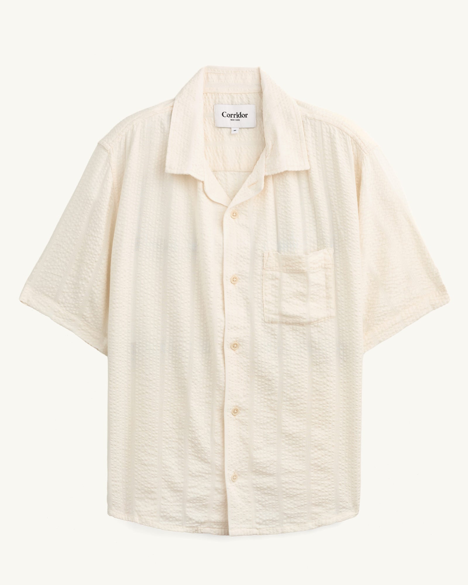Striped Seersucker SS - White