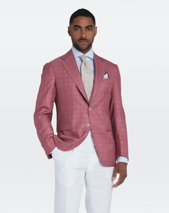 Veste en cachemire, soie et lin à motif Prince-de-Galles