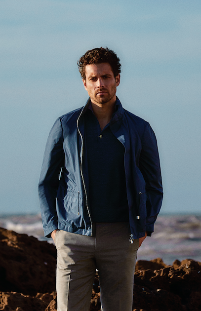 Polo En Lin Soie Bleu Marine