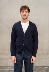 LAMBSWOOL 5 BUTTON CARDIGAN NAVY