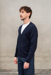 LAMBSWOOL 5 BUTTON CARDIGAN NAVY