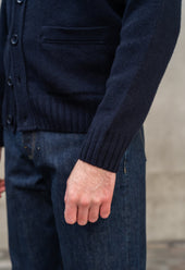 LAMBSWOOL 5 BUTTON CARDIGAN NAVY