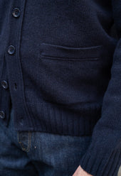 LAMBSWOOL 5 BUTTON CARDIGAN NAVY