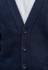 LAMBSWOOL 5 BUTTON CARDIGAN NAVY
