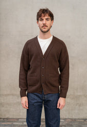 Lambswool 5 Button Cardigan Dark Brown