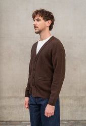 Lambswool 5 Button Cardigan Dark Brown