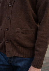 Lambswool 5 Button Cardigan Dark Brown