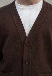 Lambswool 5 Button Cardigan Dark Brown