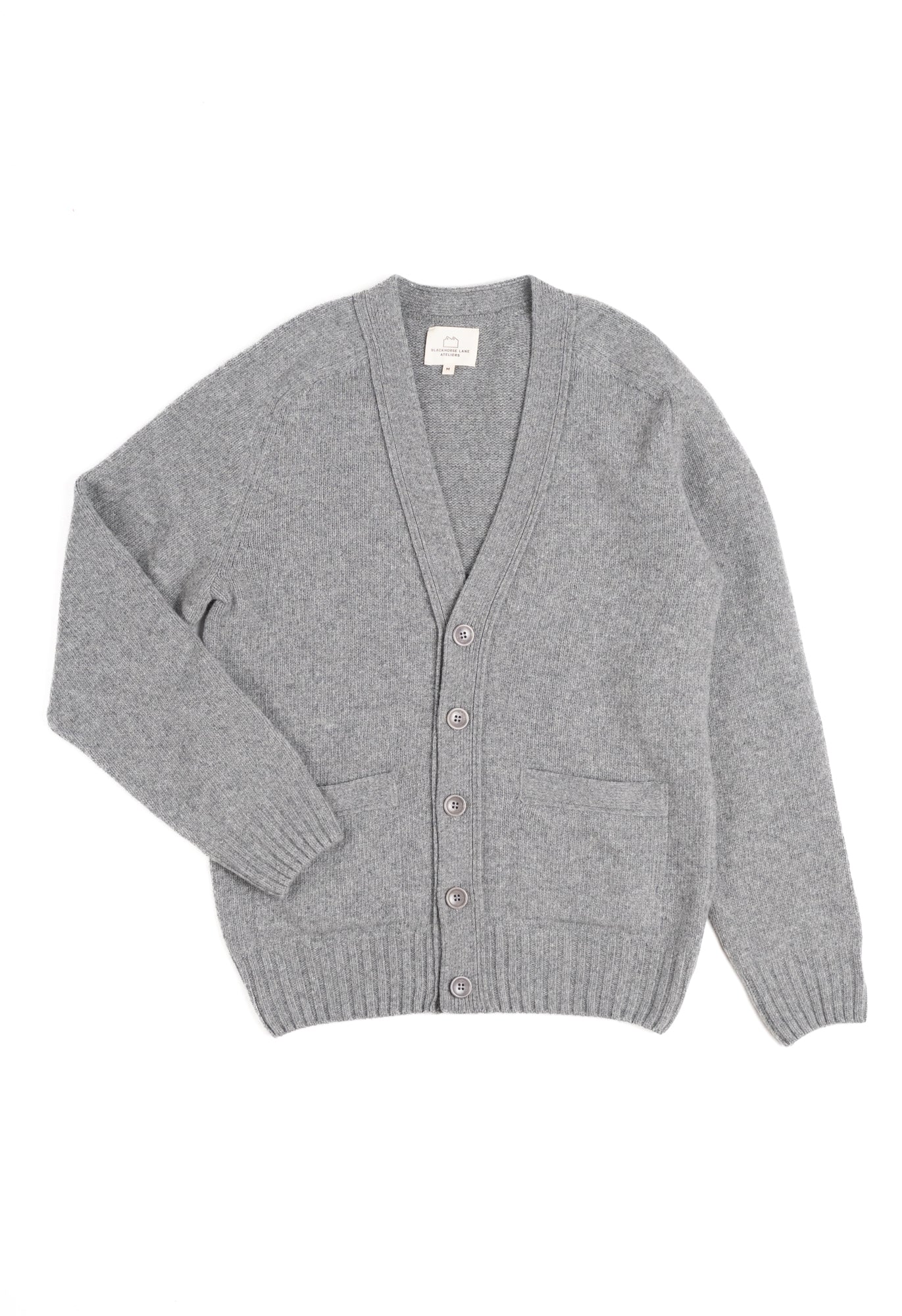 LAMBSWOOL 5 BUTTON CARDIGAN GREY