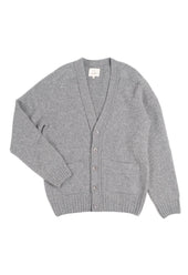 LAMBSWOOL 5 BUTTON CARDIGAN GREY